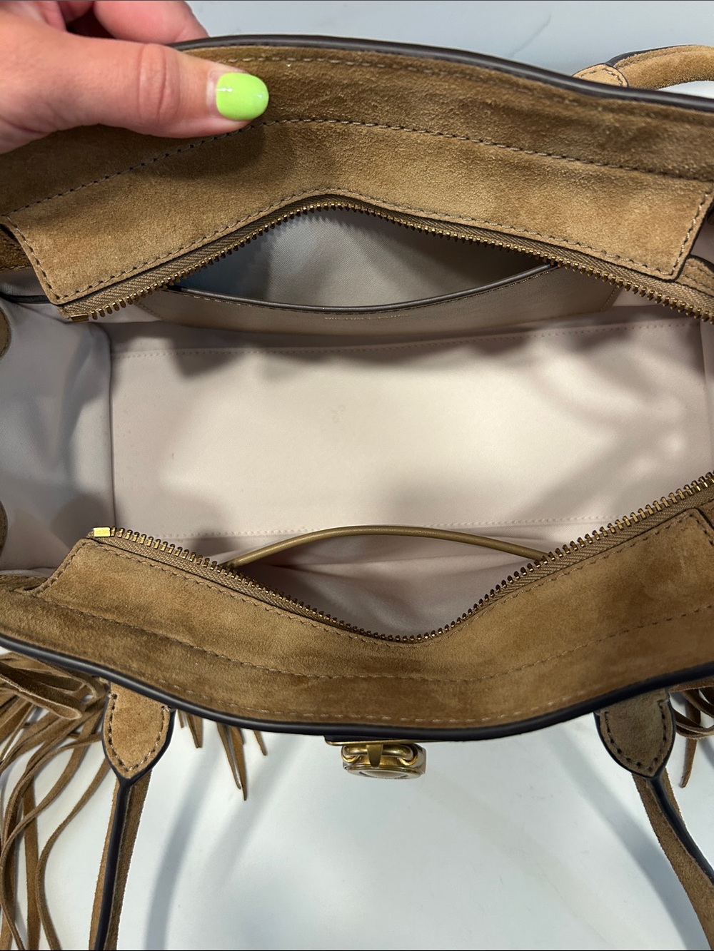 OBO Fringe Suede Shoulder Bag in TanMK - Picture 5 of 12